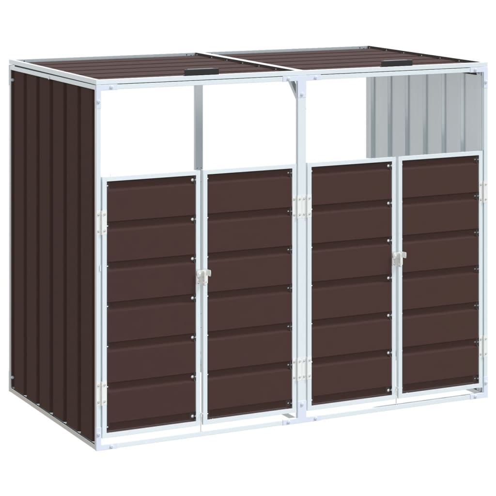 Stockage de conteneurs vidaxl pour 2 conteneurs 144x81x113 cm en acier brun