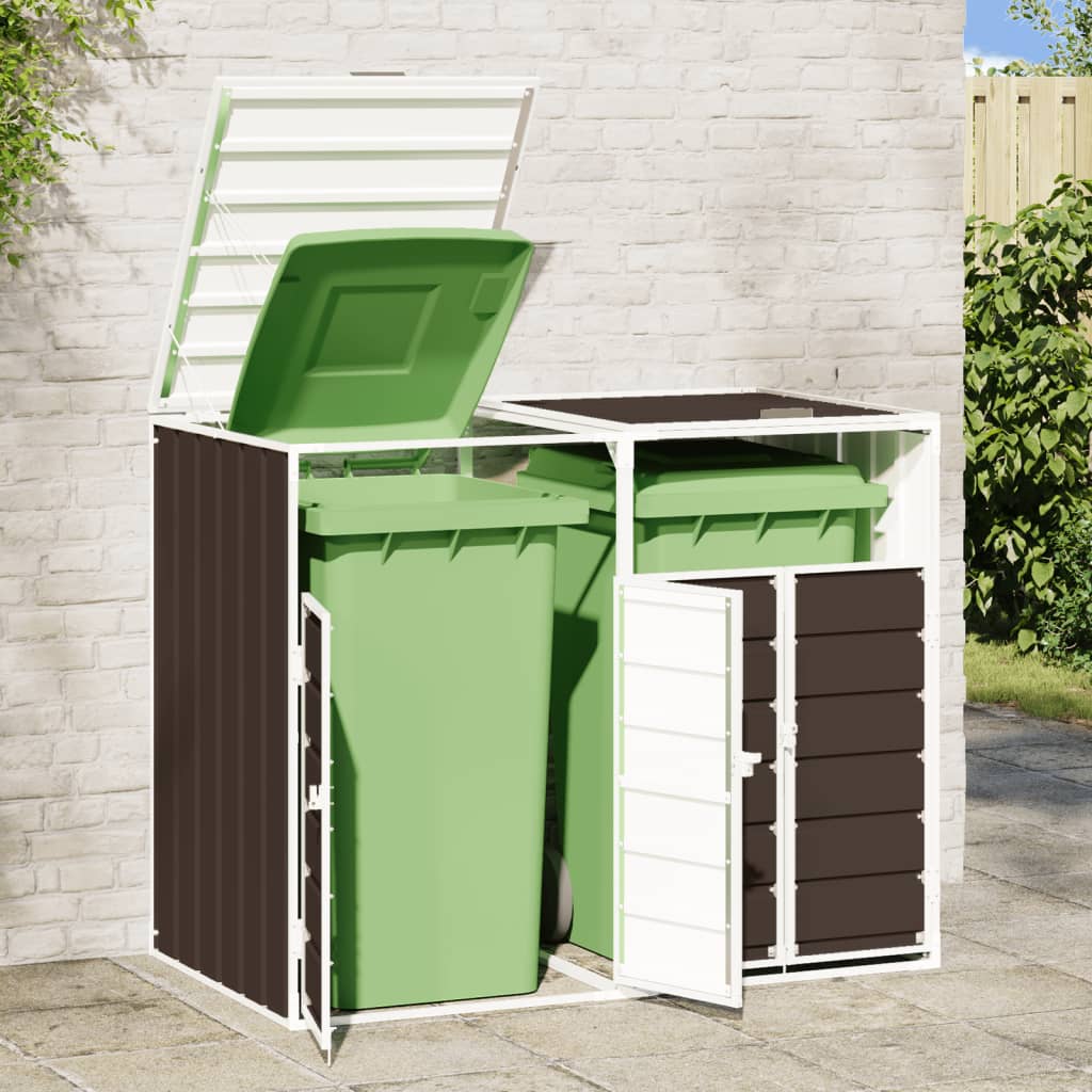 Stockage de conteneurs vidaxl pour 2 conteneurs 144x81x113 cm en acier brun