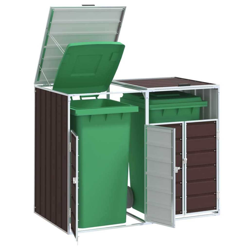 Stockage de conteneurs vidaxl pour 2 conteneurs 144x81x113 cm en acier brun