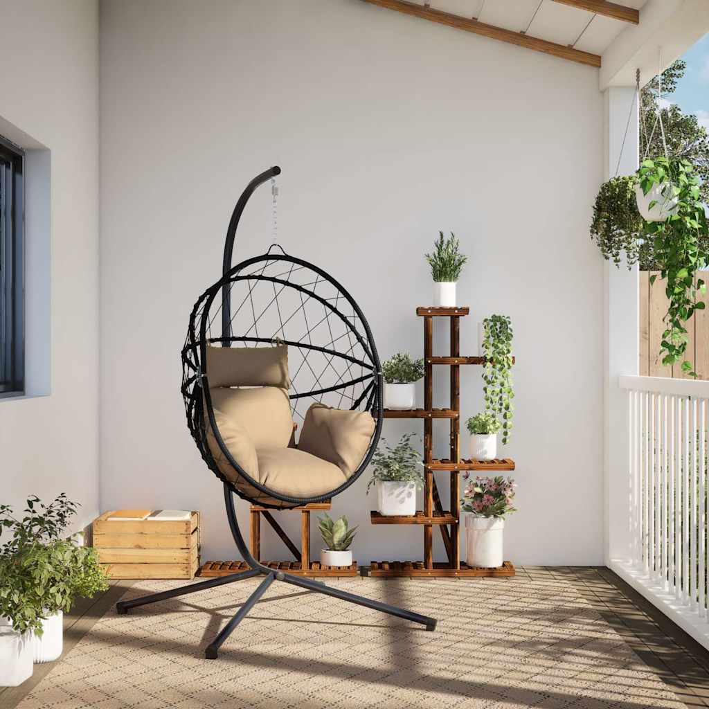 Chaise suspendue Vidaxx avec rotin standard et acier taupe