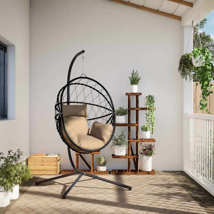 Chaise suspendue Vidaxx avec rotin standard et acier taupe