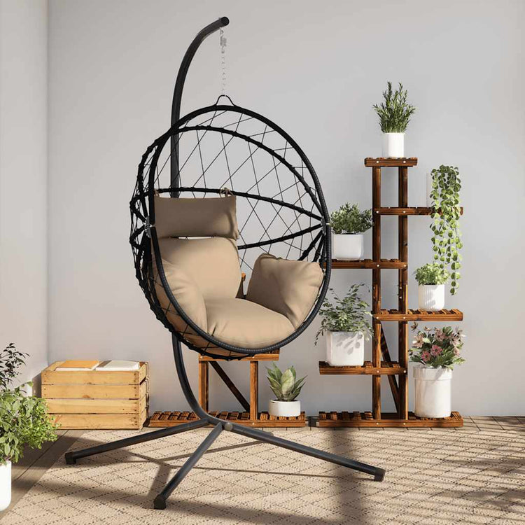 Chaise suspendue Vidaxx avec rotin standard et acier taupe