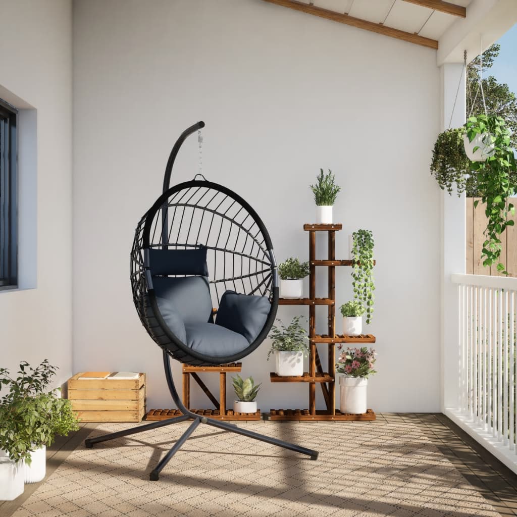 Chaise suspendue vidaxl avec rotin standard et anthracite en acier -colored