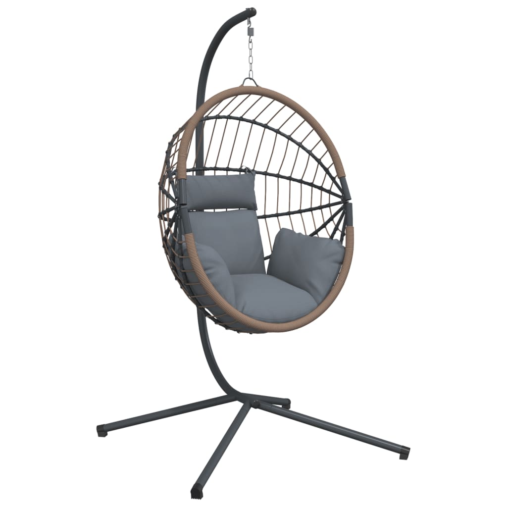 Chaise suspendue vidaxl avec rotin standard et gris clair en acier