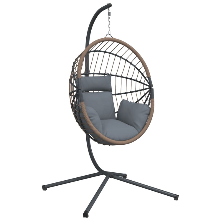 Chaise suspendue vidaxl avec rotin standard et gris clair en acier