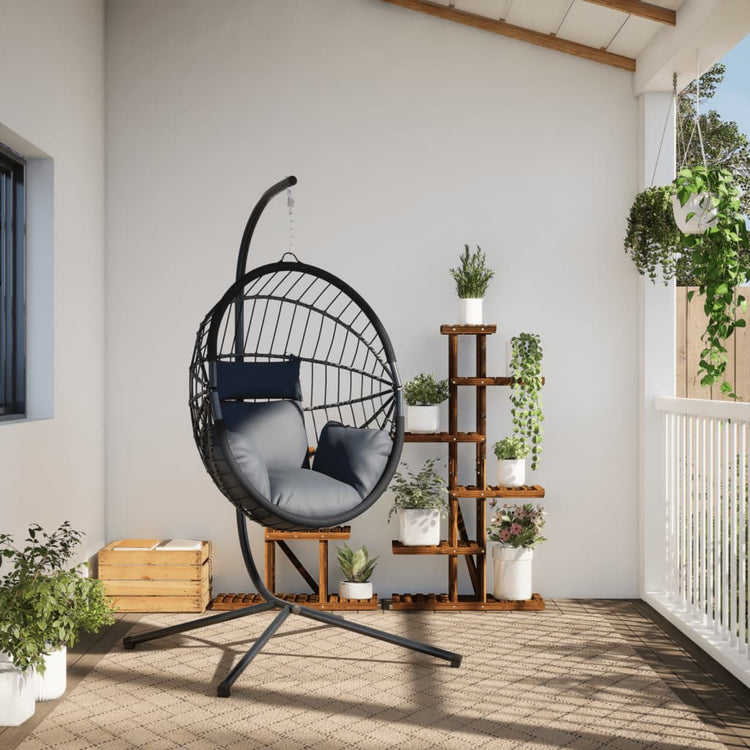 Chaise suspendue vidaxl avec rotin standard et gris clair en acier
