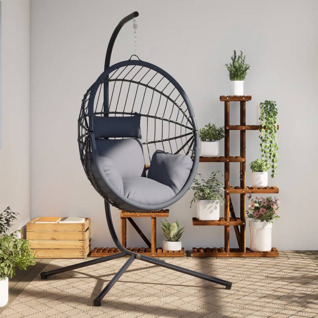 Chaise suspendue vidaxl avec rotin standard et gris clair en acier