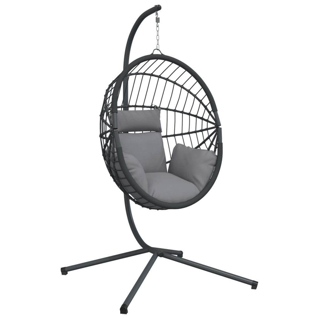 Chaise suspendue vidaxl avec rotin standard et gris en acier