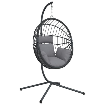 Chaise suspendue vidaxl avec rotin standard et gris en acier