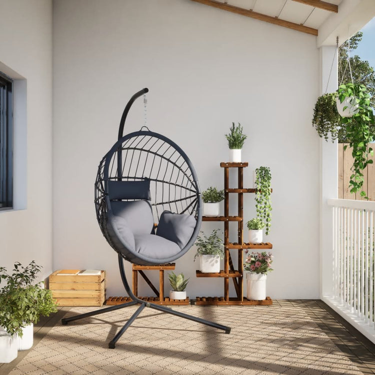 Chaise suspendue vidaxl avec rotin standard et gris en acier