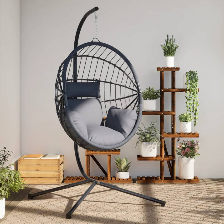 Chaise suspendue vidaxl avec rotin standard et gris en acier