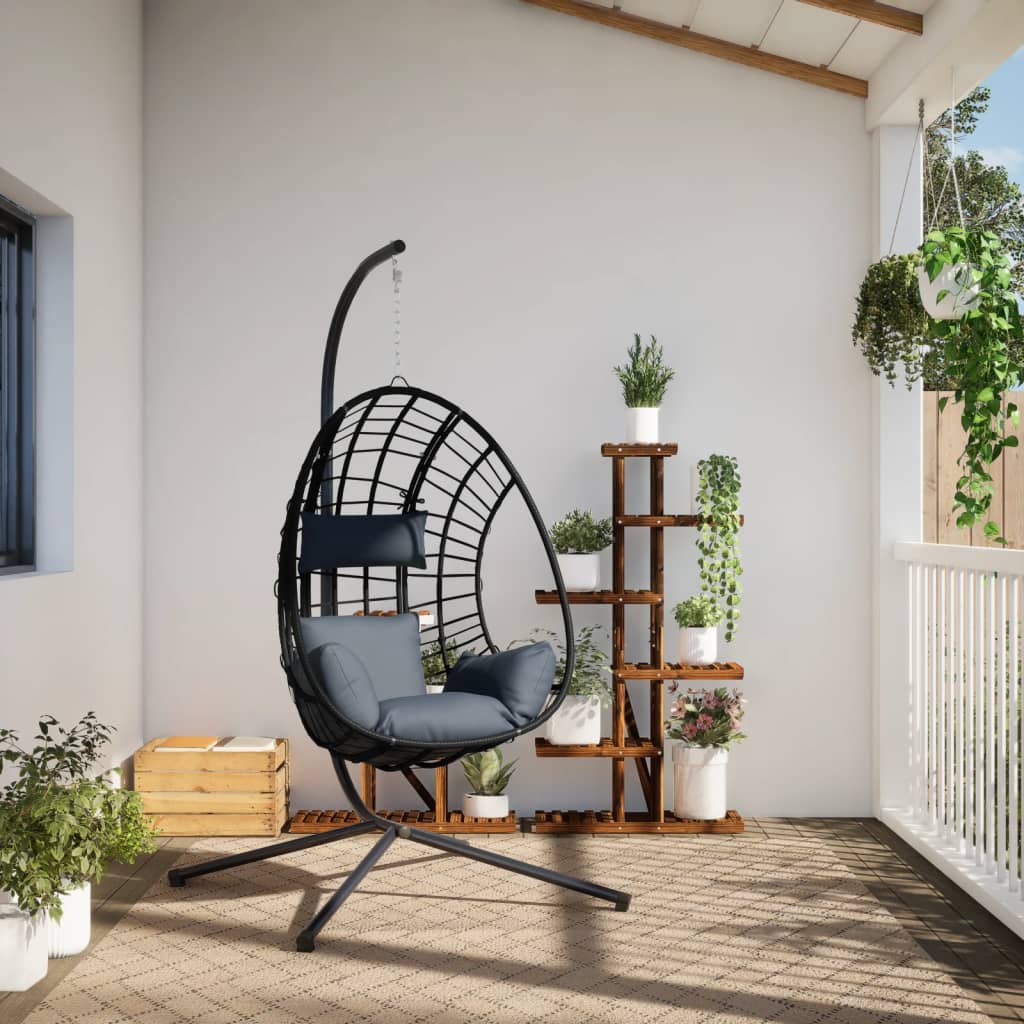Chaise suspendue vidaxl avec rotin standard et anthracite en acier -colored