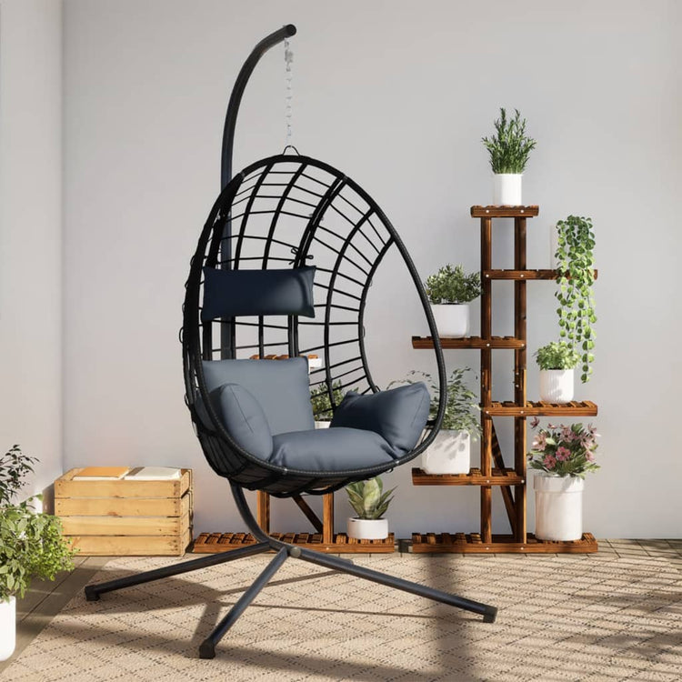 Chaise suspendue vidaxl avec rotin standard et anthracite en acier -colored