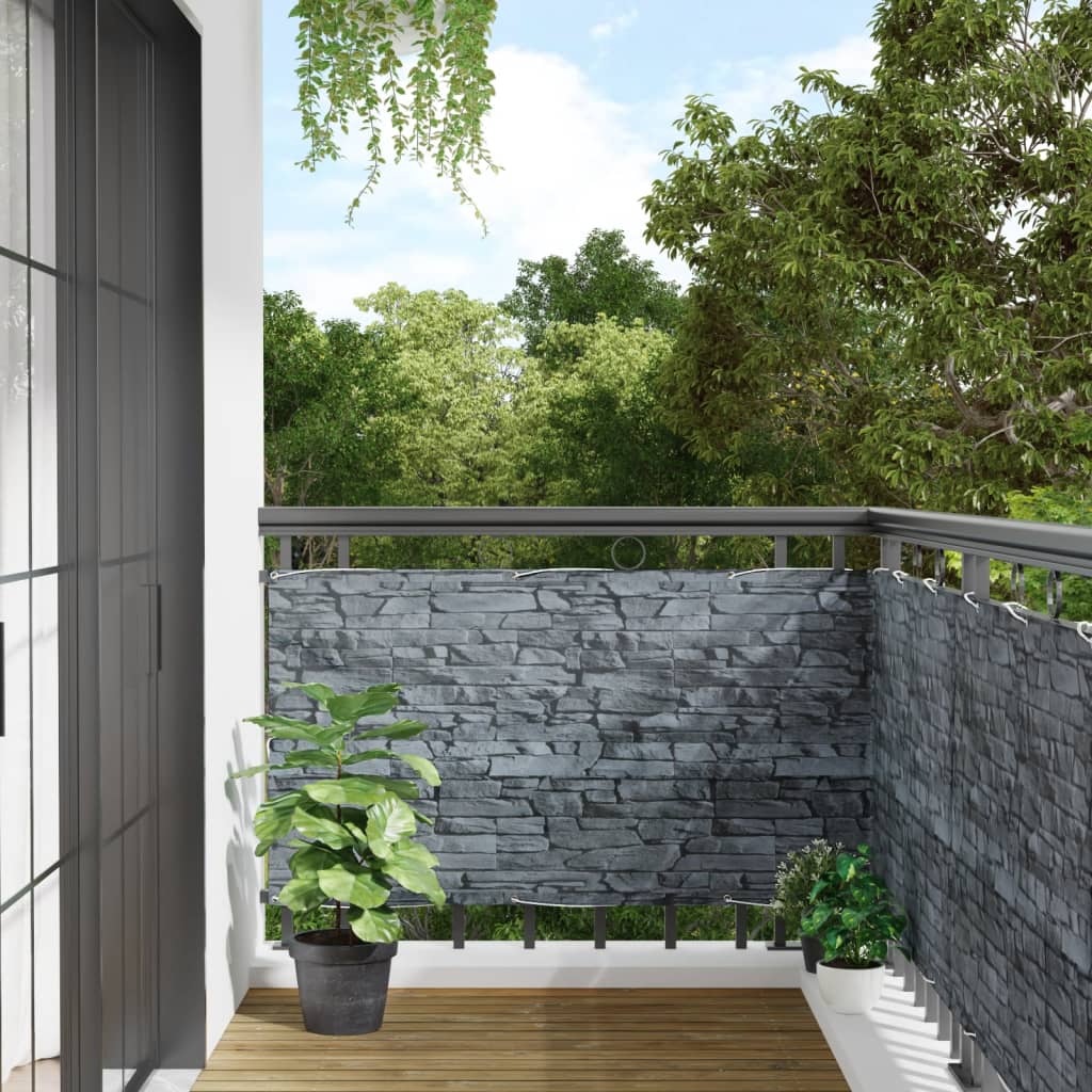 Vidaxl Balcony Screen Stone Pattern 700x75 cm PVC Gray