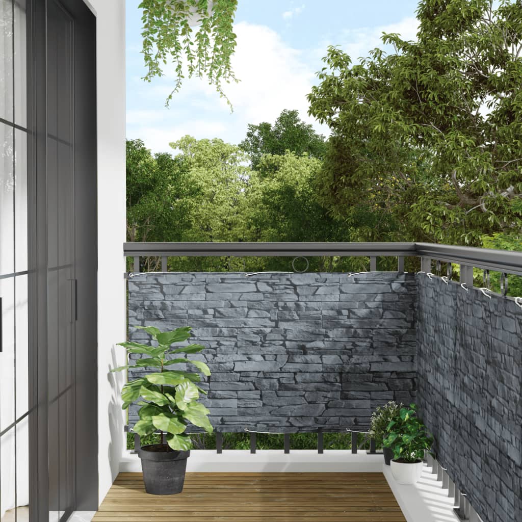 Vidaxl Balcony Screen Stone Pattern 800x75 cm PVC Gray