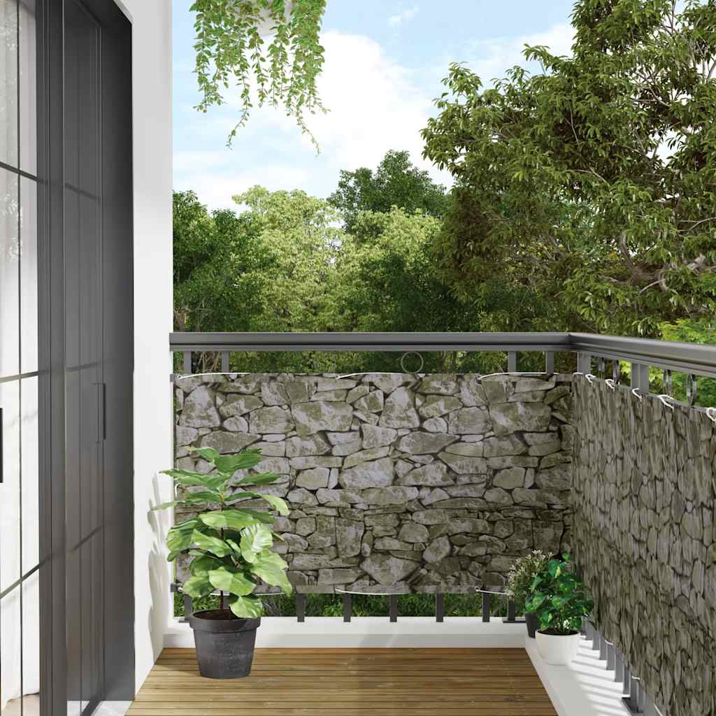 Vidaxl Balcony Screen Stone Pattern 400x75 cm PVC