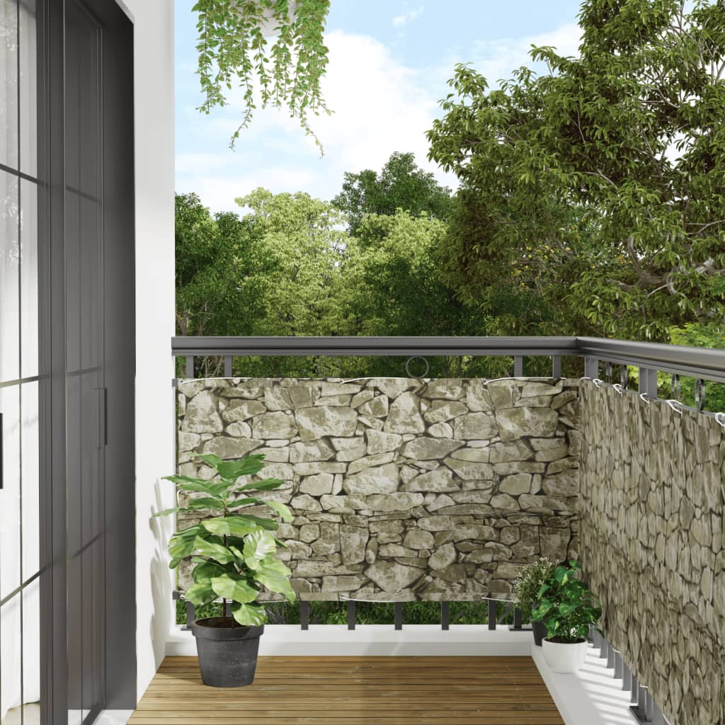 Vidaxl Balcony Screen Stone Pattern 800x75 cm PVC