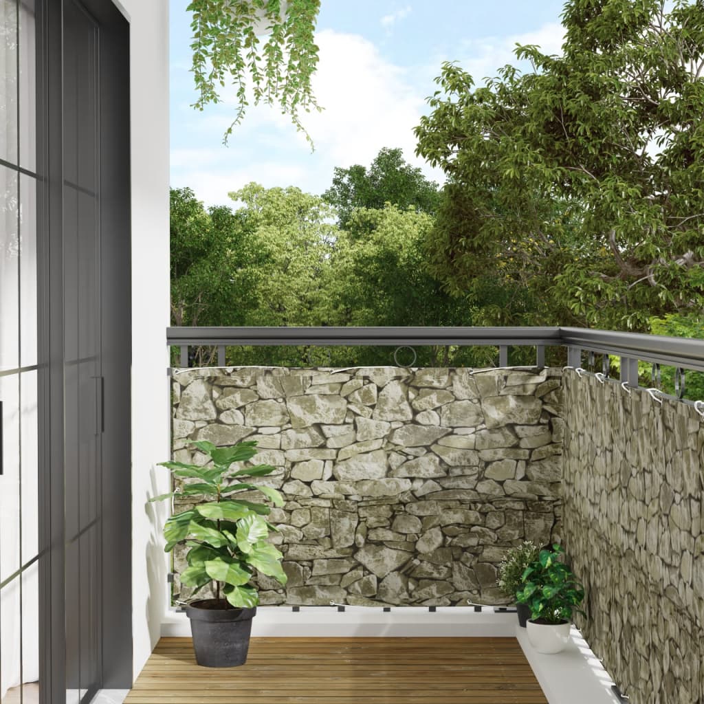 Vidaxl Balcony Screen Stone Pattern 300x90 cm PVC