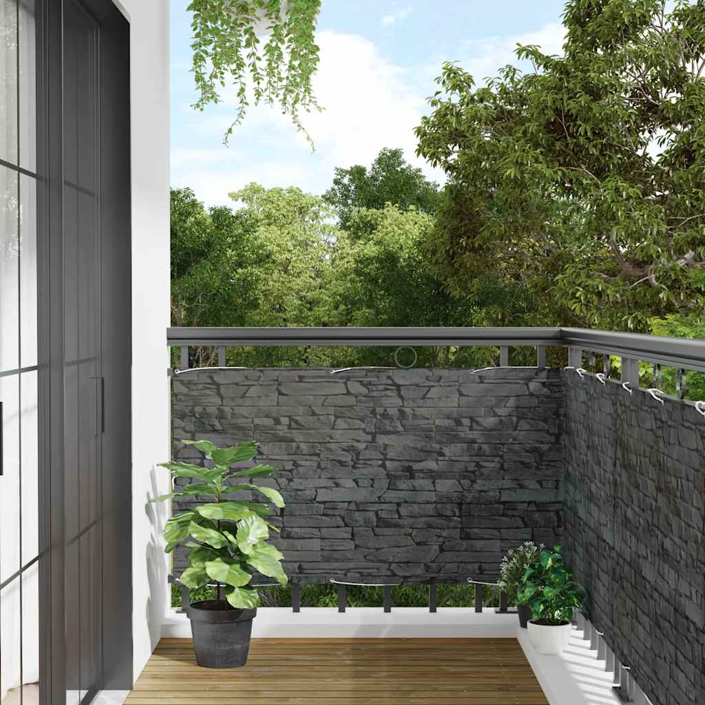 Vidaxl Balcony Screen Stone Pattern 600x120 cm PVC Gray