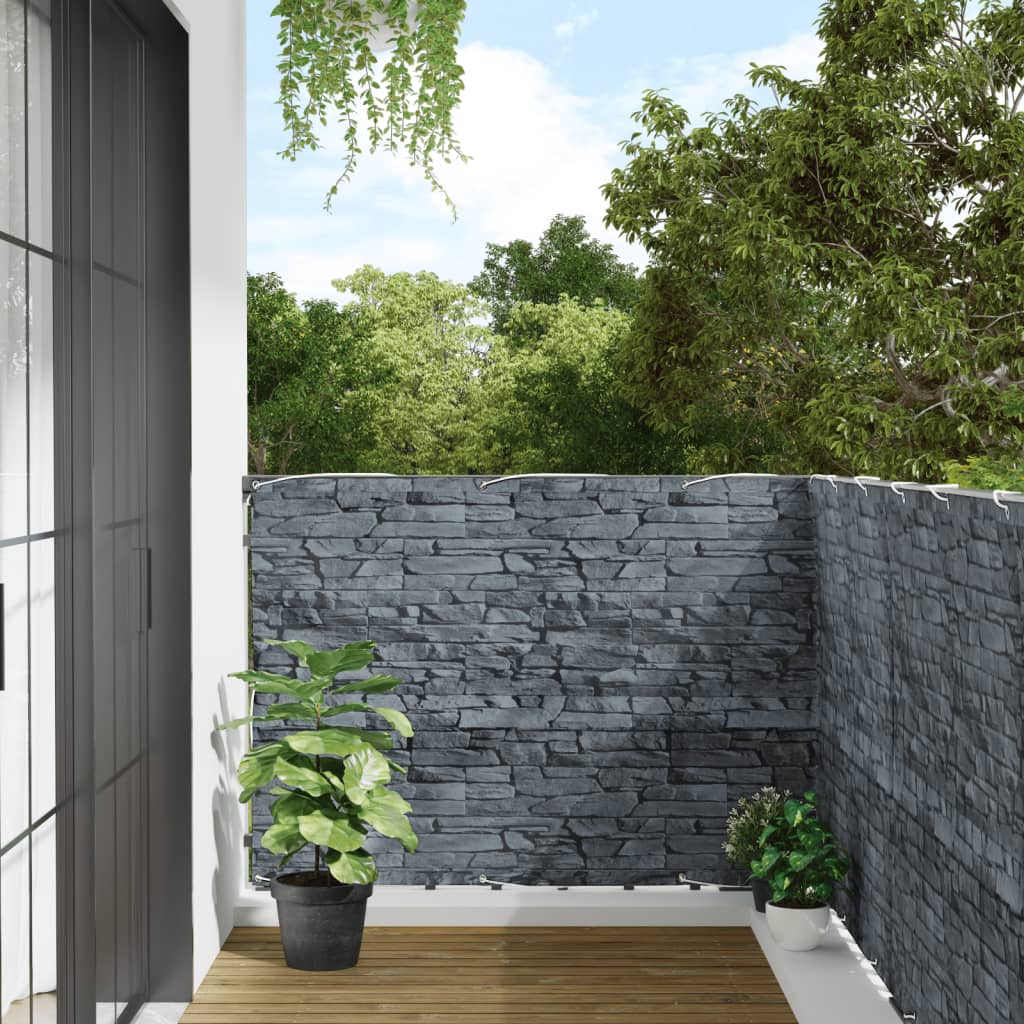 Vidaxl Balcony Screen Stone Pattern 700x120 cm PVC Gray