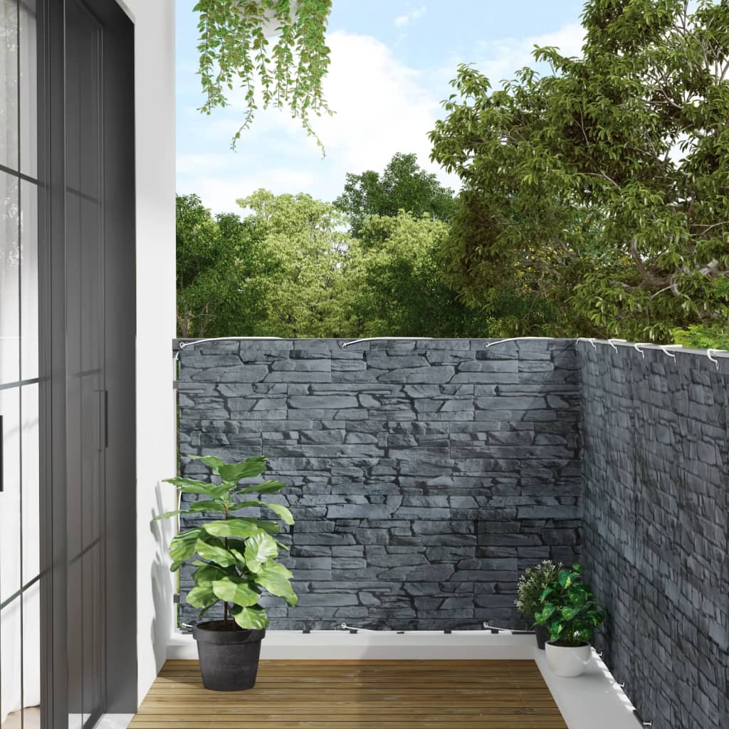 Vidaxl Balcony Screen Stone Pattern 800x120 cm PVC Gray