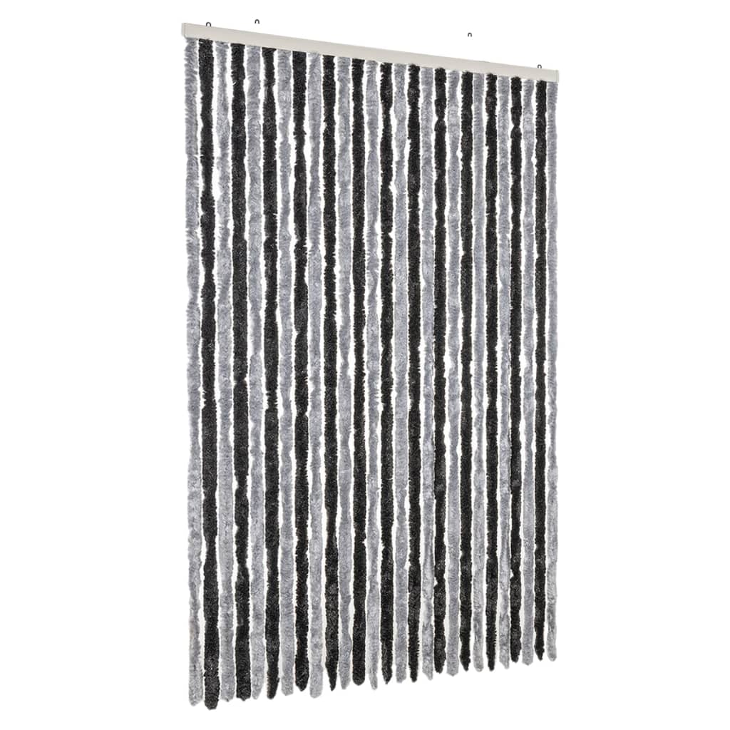 Vidaxl Fly Curtain 118x220 cm CHENILLE GREY ET NOIR