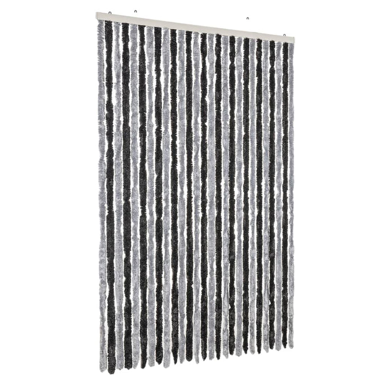 Vidaxl Fly Curtain 118x220 cm CHENILLE GREY ET NOIR