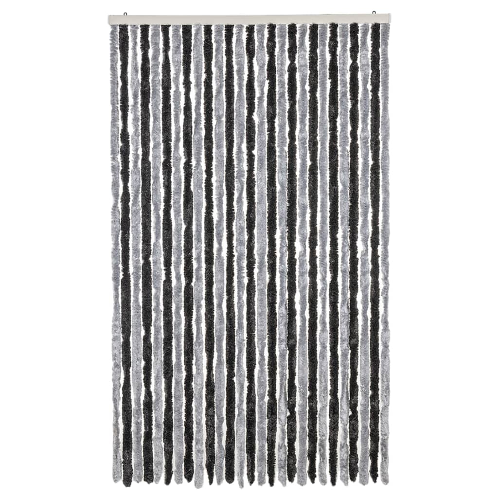 Vidaxl Fly Curtain 118x220 cm CHENILLE GREY ET NOIR