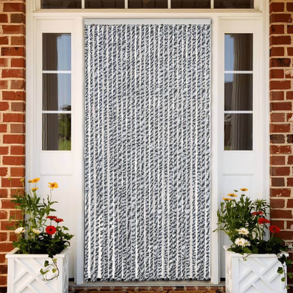 Vidaxl Fly Curtain 118x220 cm CHENILLE GREN ET NOIR ET BLANC