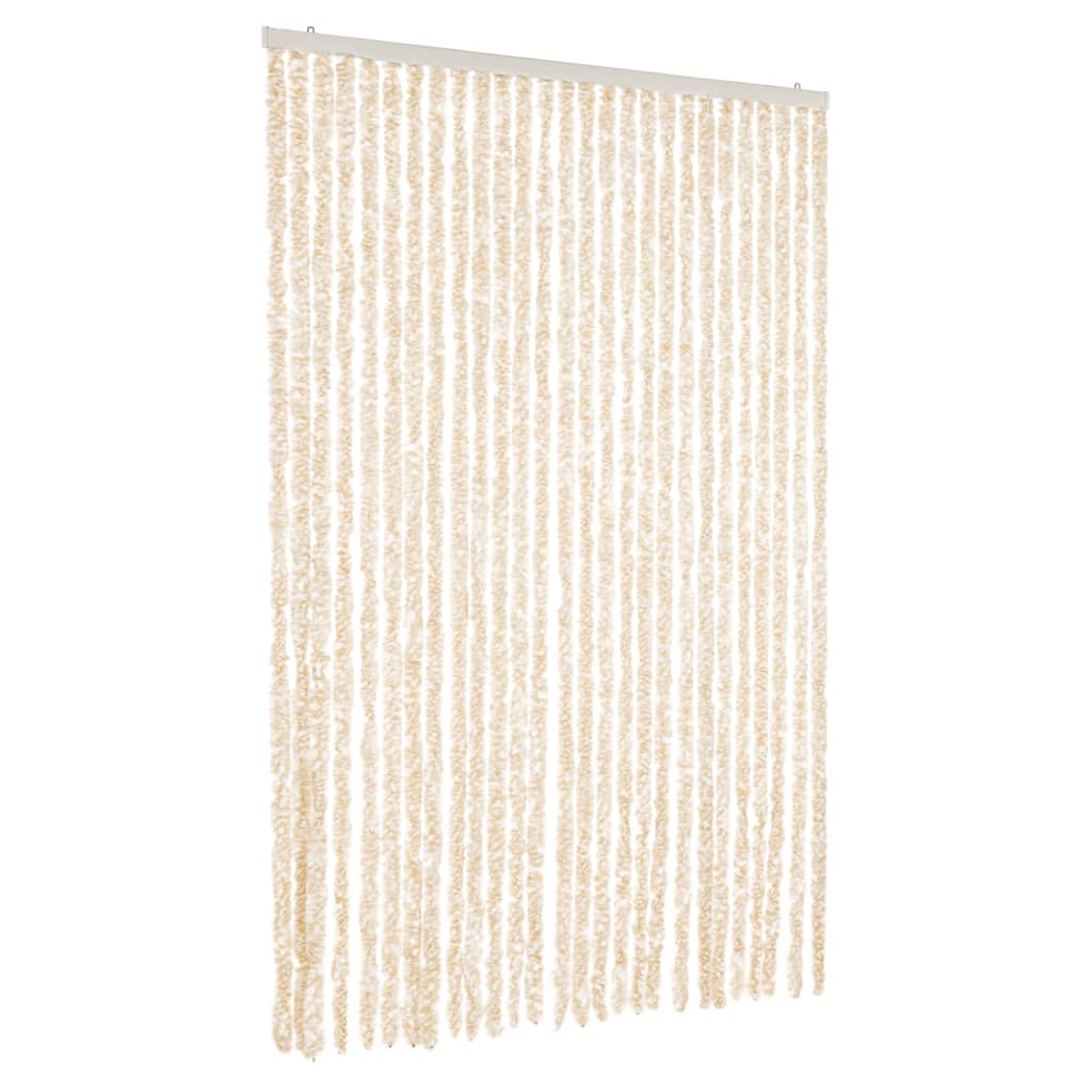 Vidaxl Fly Curtain 118x220 cm CHENILLE BEIGE ET BLANC