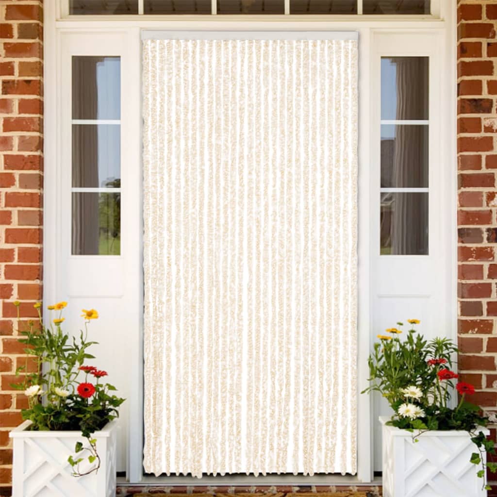 Vidaxl Fly Curtain 118x220 cm CHENILLE BEIGE ET BLANC