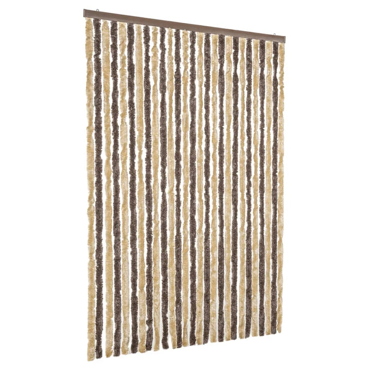 Vidaxl Fly Curtain 118x220 cm CHENILLE BRORN DROOD ET BEIGE