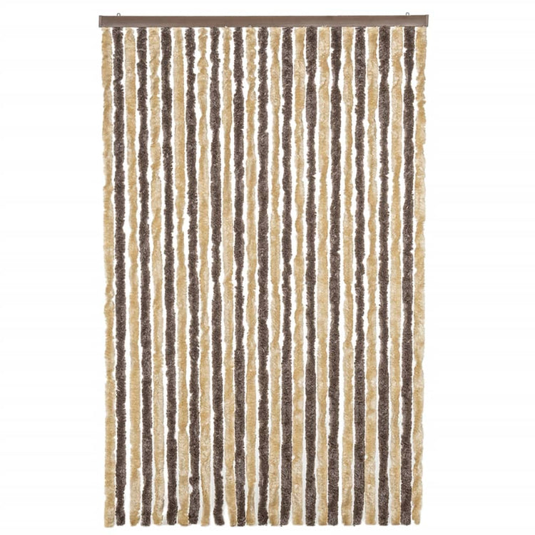 Vidaxl Fly Curtain 118x220 cm CHENILLE BRORN DROOD ET BEIGE