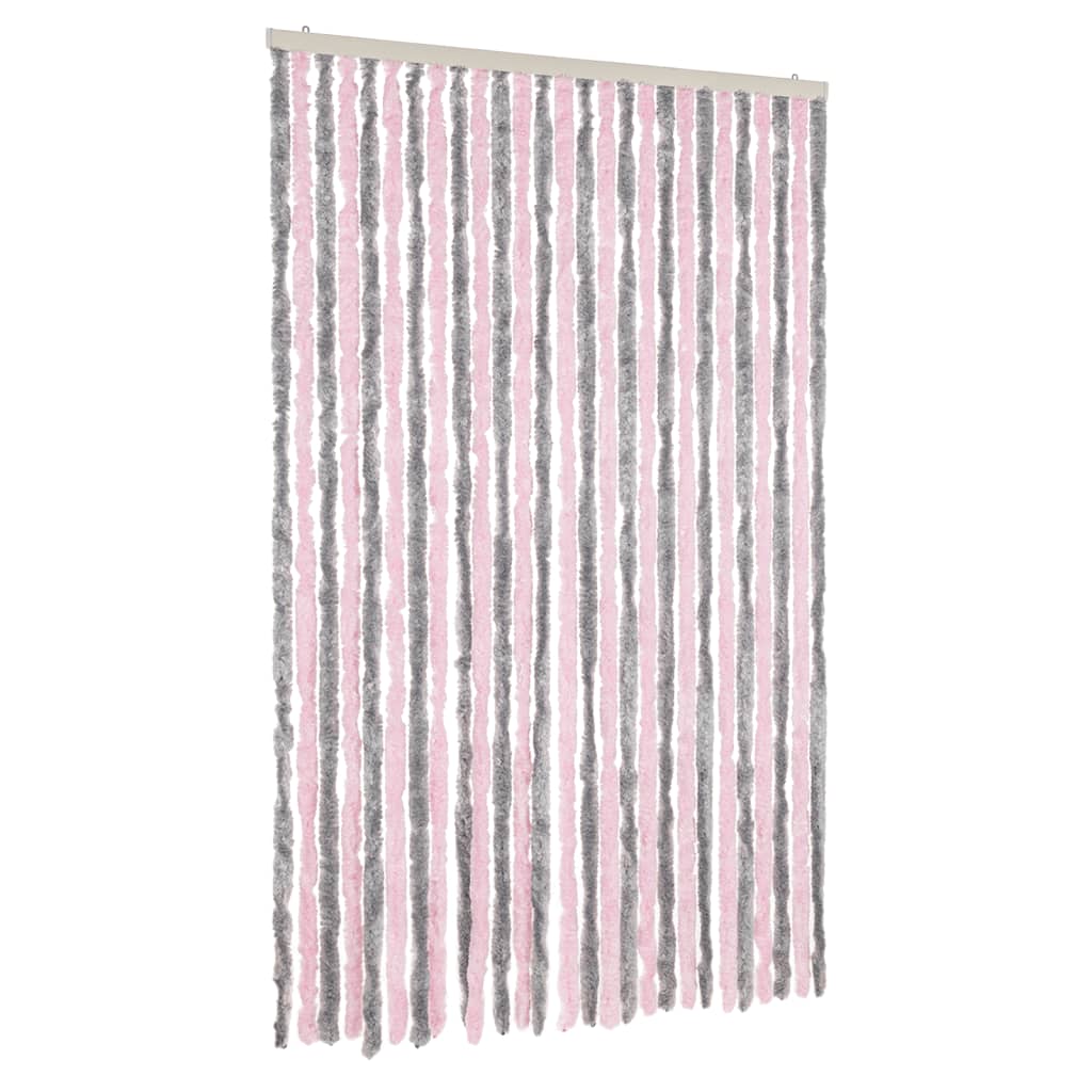 Vidaxl Fly Curtain 118x220 cm CHENILLE Silver Gris et rose