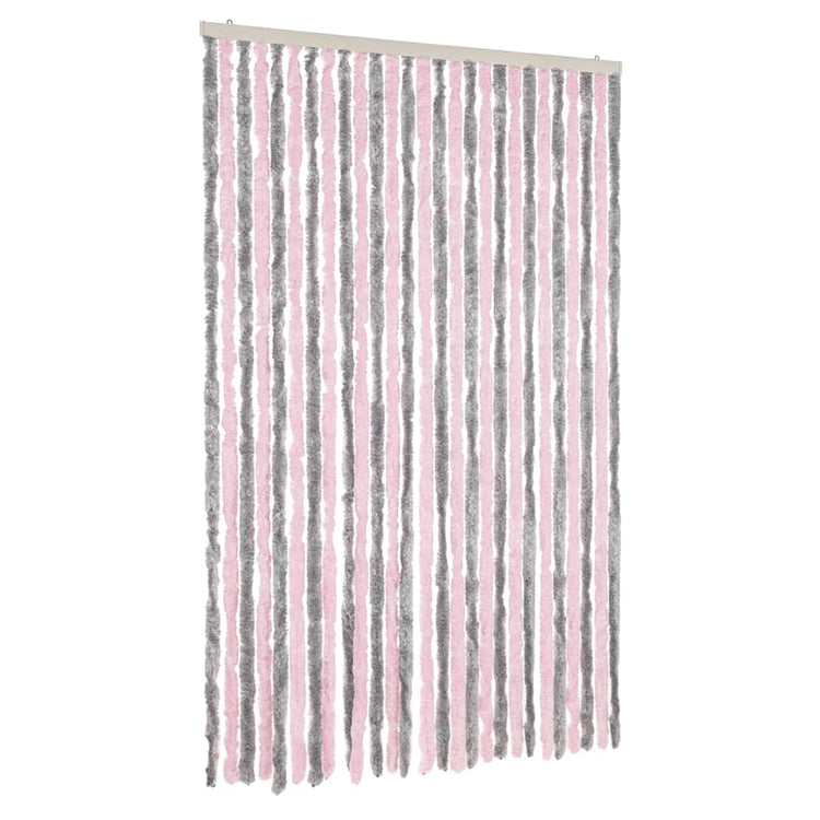 Vidaxl Fly Curtain 118x220 cm CHENILLE Silver Gris et rose
