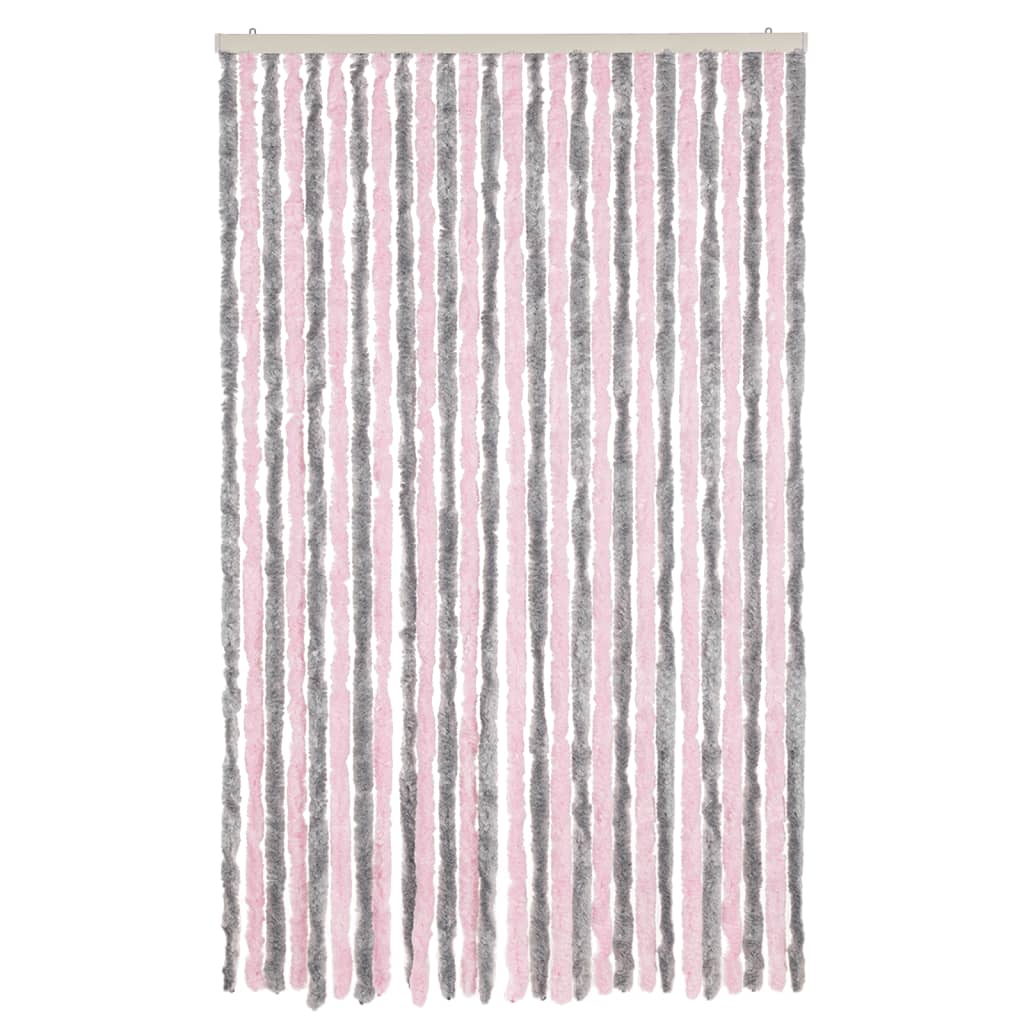 Vidaxl Fly Curtain 118x220 cm CHENILLE Silver Gris et rose