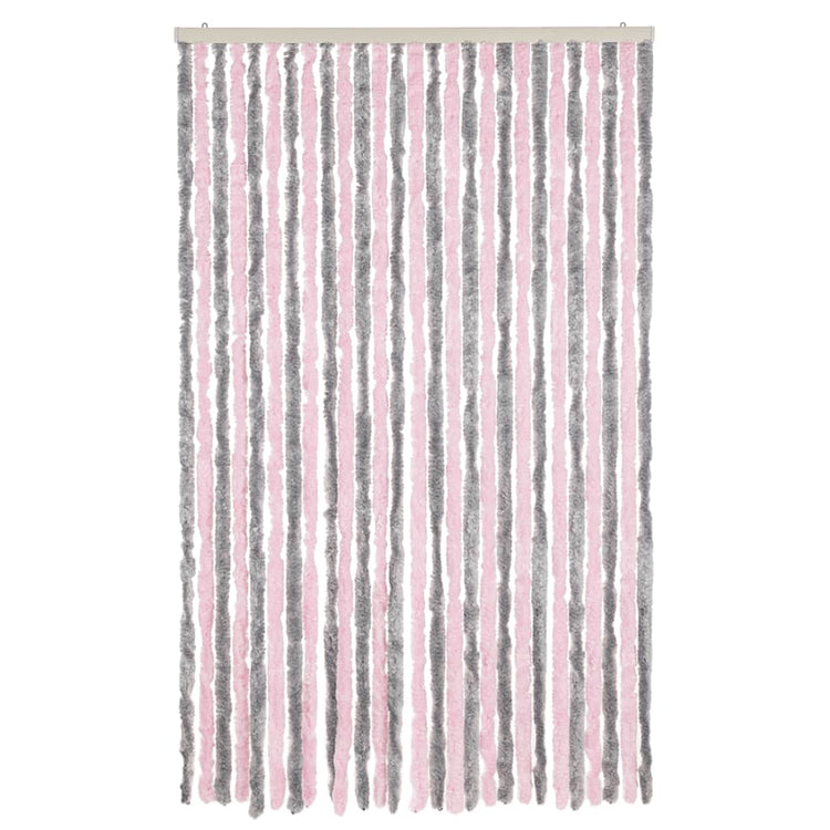 Vidaxl Fly Curtain 118x220 cm CHENILLE Silver Gris et rose