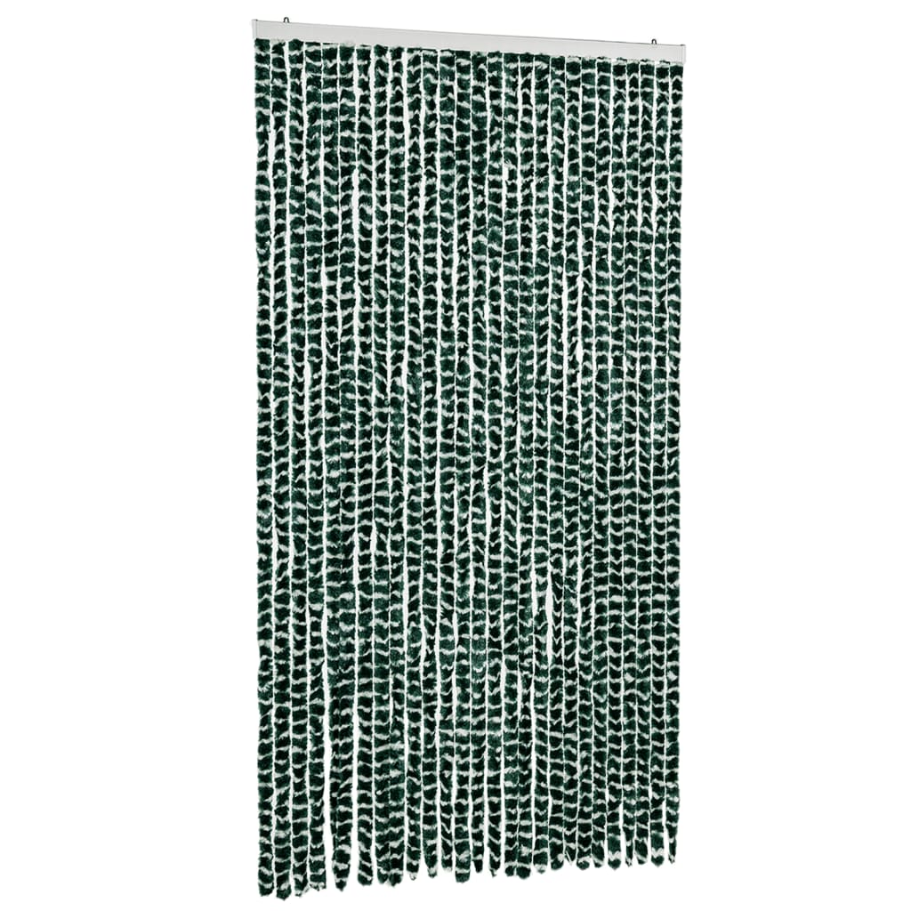 Vidaxl Fly Curtain 118x220 cm CHENILLE vert et blanc