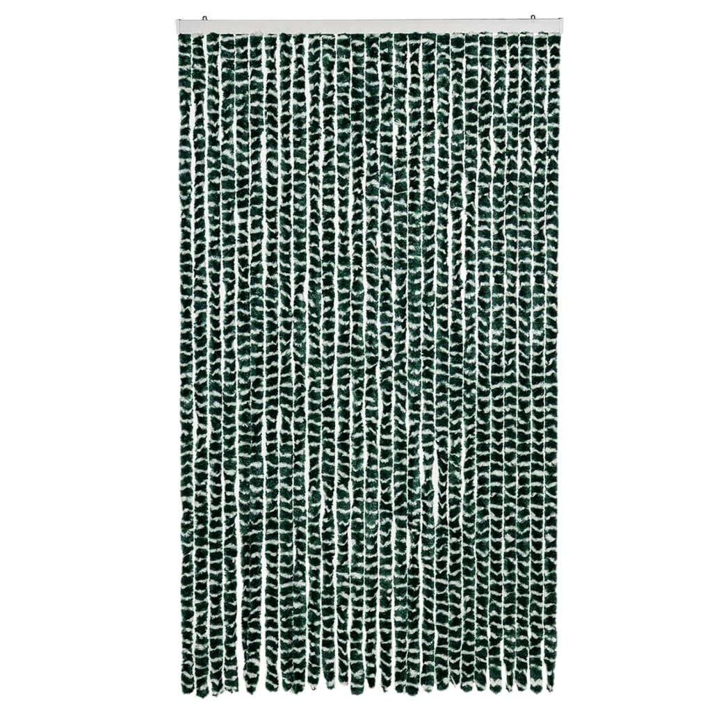 Vidaxl Fly Curtain 118x220 cm CHENILLE vert et blanc