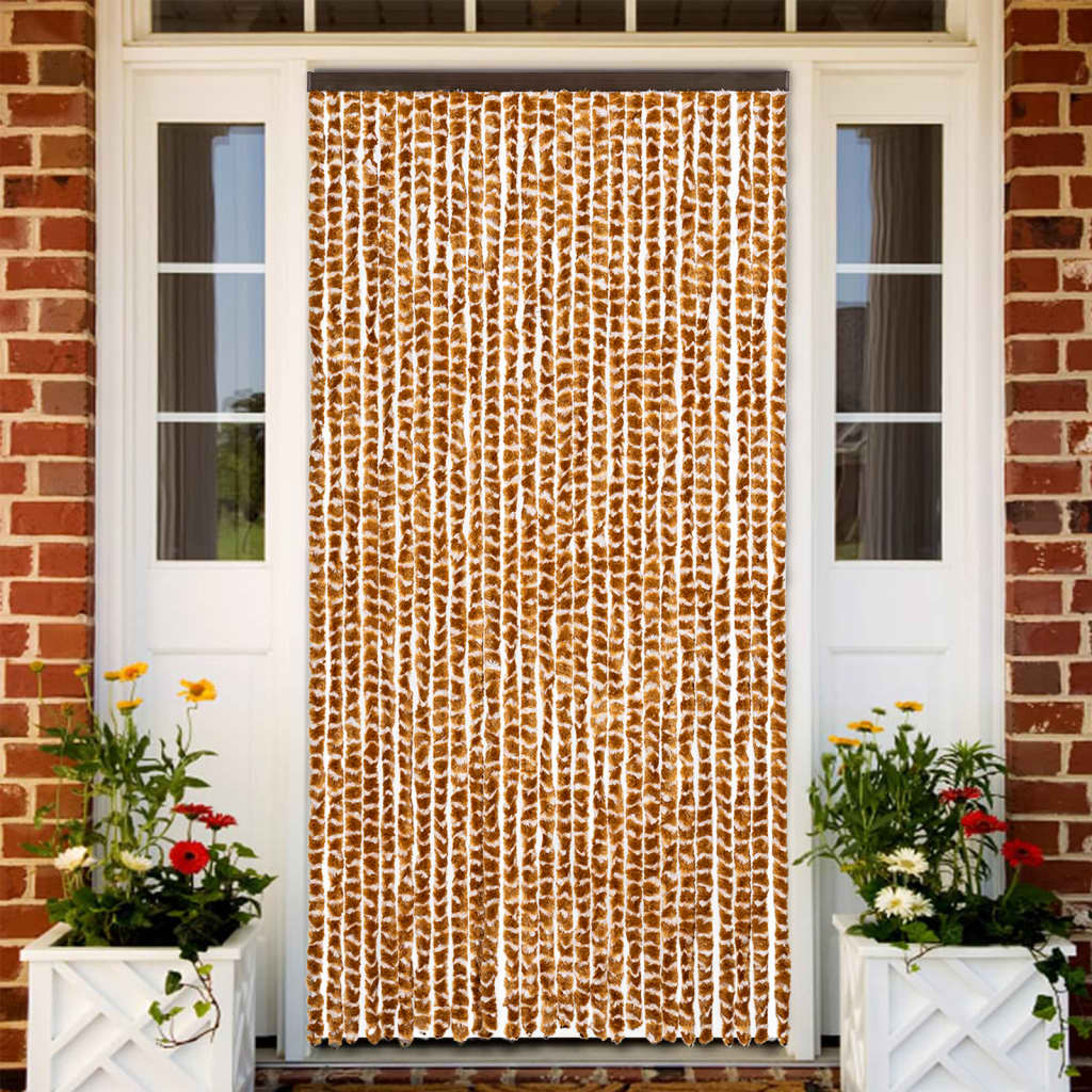 Vidaxl Fly Curtain 118x220 cm CHENILLE OCER ET BLANC