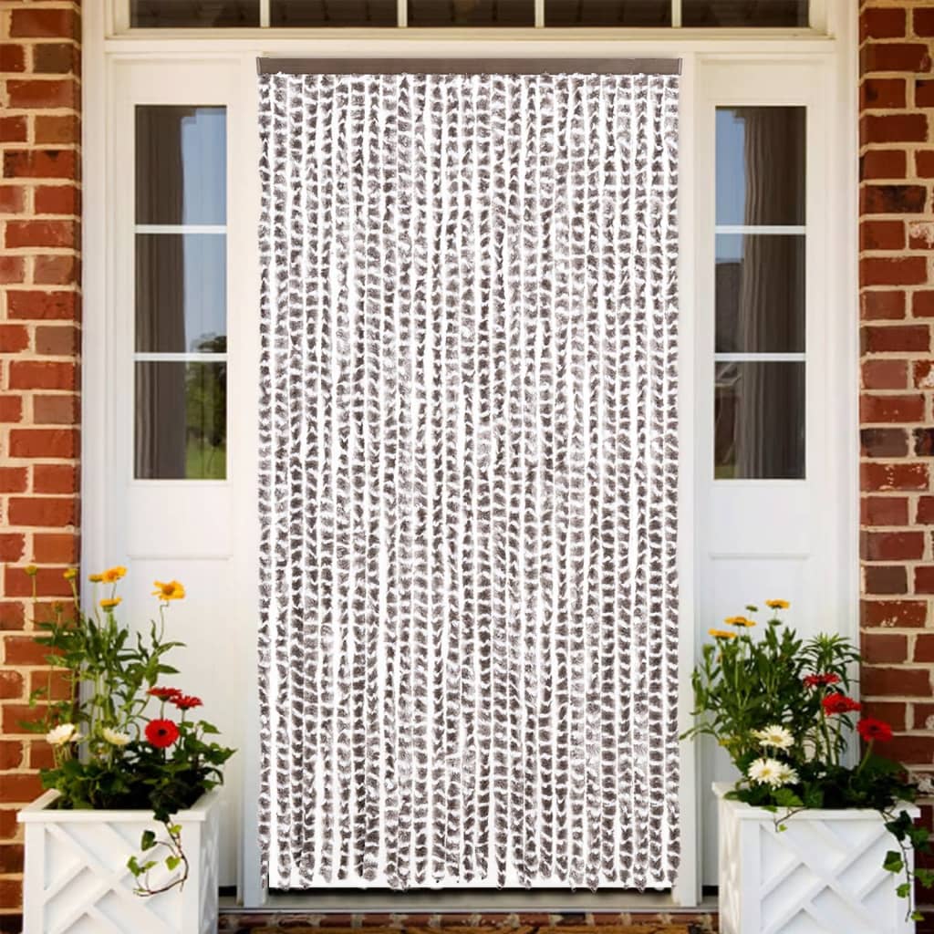Vidaxl Fly Curtain 118x220 cm CHENILLE TAUPE ET BLANC