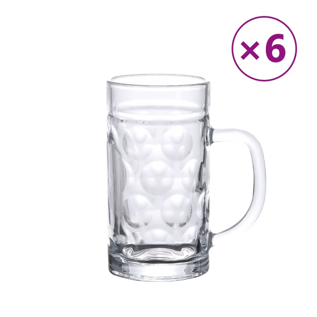 Chuises de bière Vidaxl avec poignée 6 st 500 ml de verre