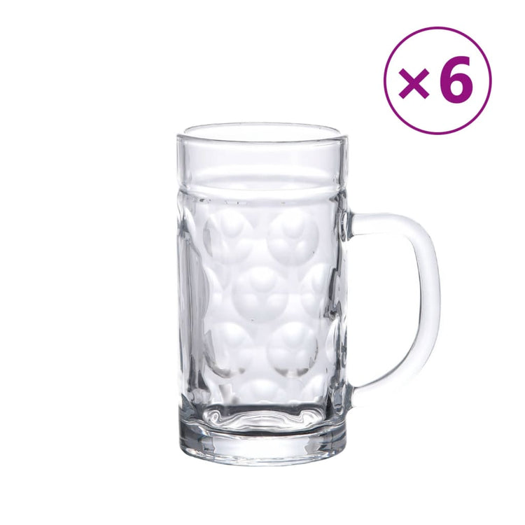 Chuises de bière Vidaxl avec poignée 6 st 500 ml de verre