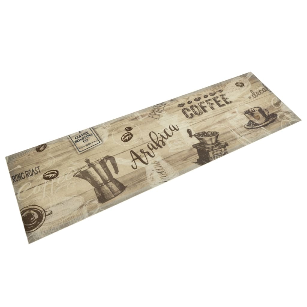 Vidaxl Cuisine tapis lavable Impression de café 45x150 cm en velours marron