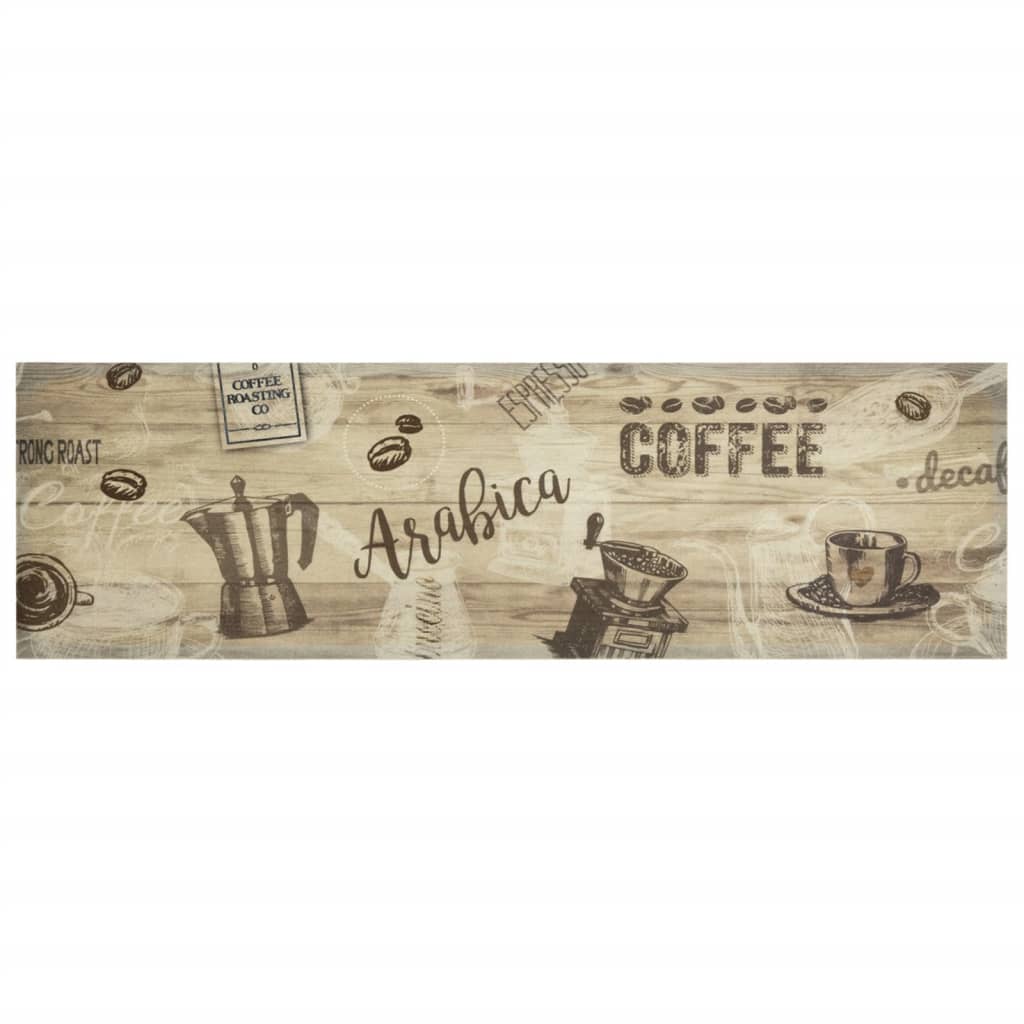 Vidaxl Cuisine tapis lavable Impression de café 45x150 cm en velours marron