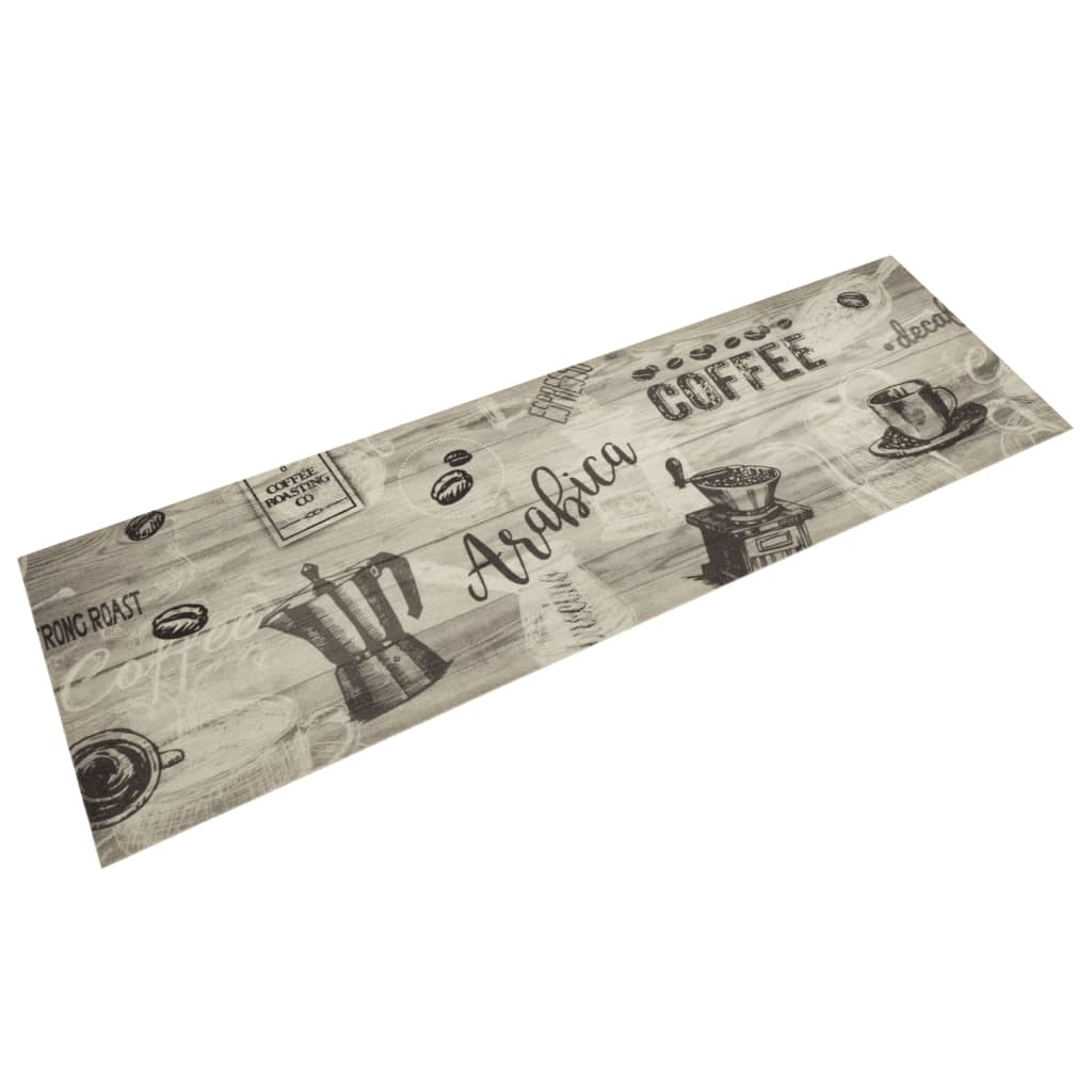 Vidaxl Cuisine tapis lavable Impression de café 45x150 cm Gray en velours