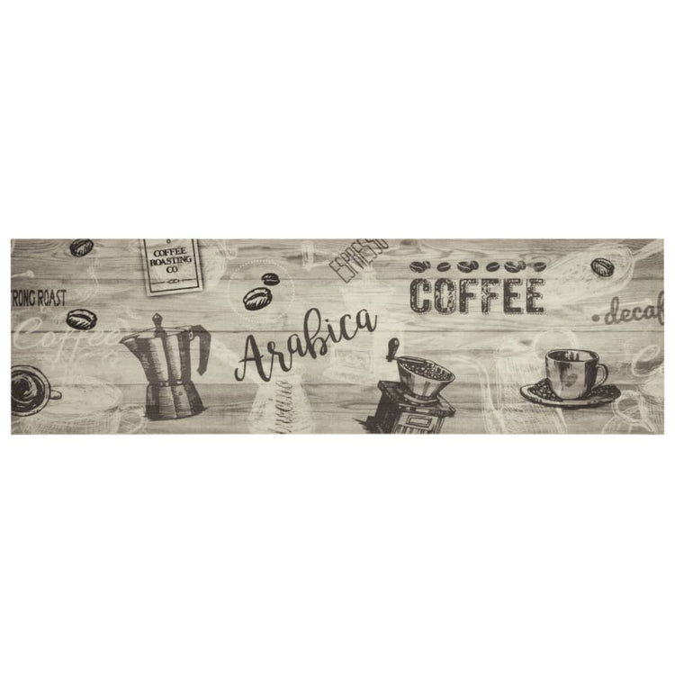 Vidaxl Cuisine tapis lavable Impression de café 45x150 cm Gray en velours