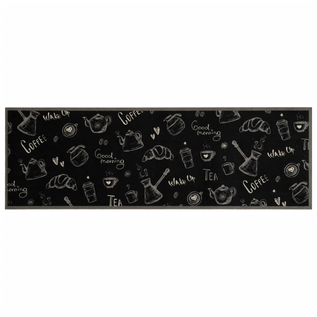 Vidaxl Cuisine Mat Wasable Morning Print 60x180 cm Velvet noir