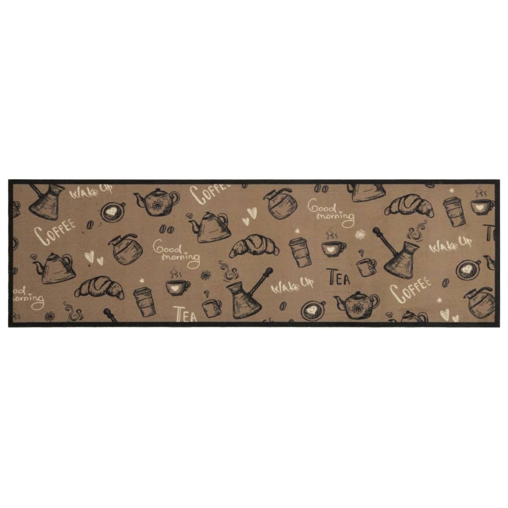 Vidaxl Cuisine Mat Wasable Morning Print 45x150 cm en velours marron