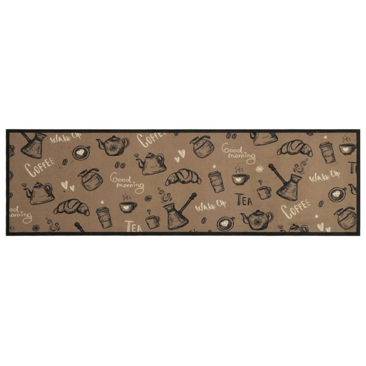 Vidaxl Cuisine Mat Wasable Morning Print 45x150 cm en velours marron